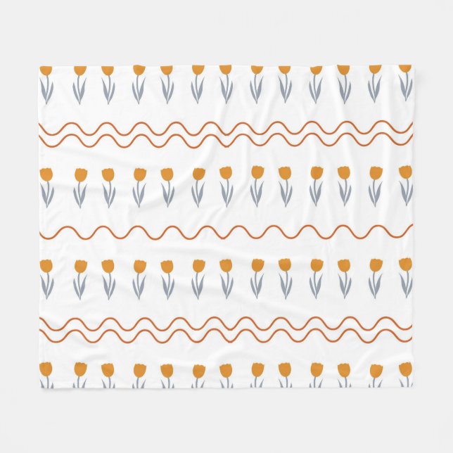 Boho Tulip Tropical Blommigt Botanical Vår Sommar Fleecefilt (Framsidan (Horisontell))