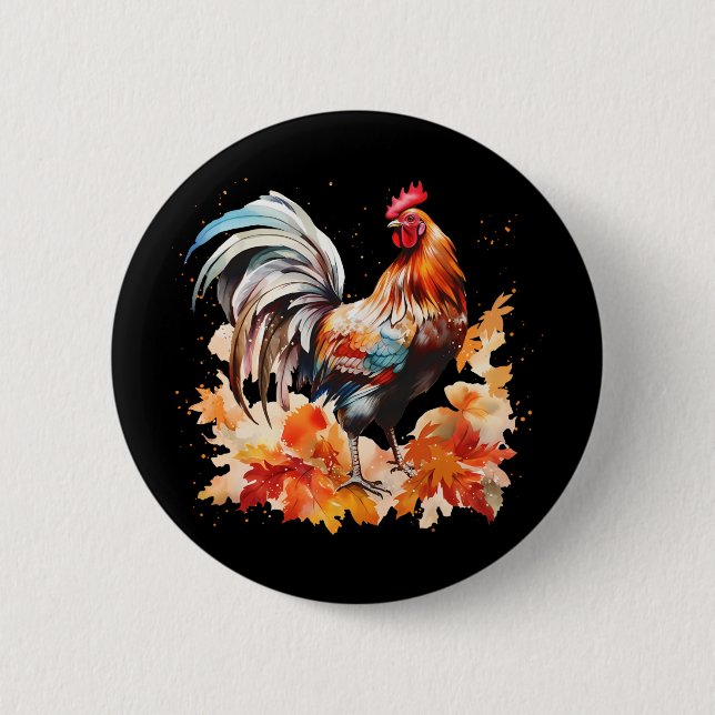Boho Tupp Höna Höstlöv Thanksgiving Da Knapp (Framsida)