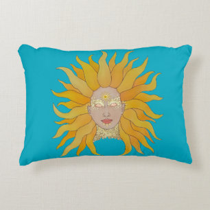 Boho turcoise gult guld sol inspirerade kudde