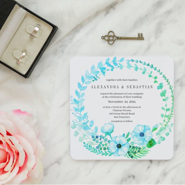 Boho Turcos Blommigt Rustic Wedding bjudande (Skapare uppladdad)