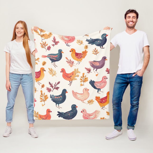 Boho Turkiet Folk Art Vattenfärg Mönster Fleecefilt (På plats)