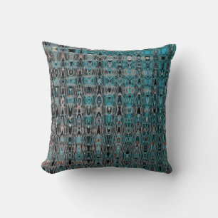 Boho Turkvoise Black Grått Millefiori Zig Zag Kudde