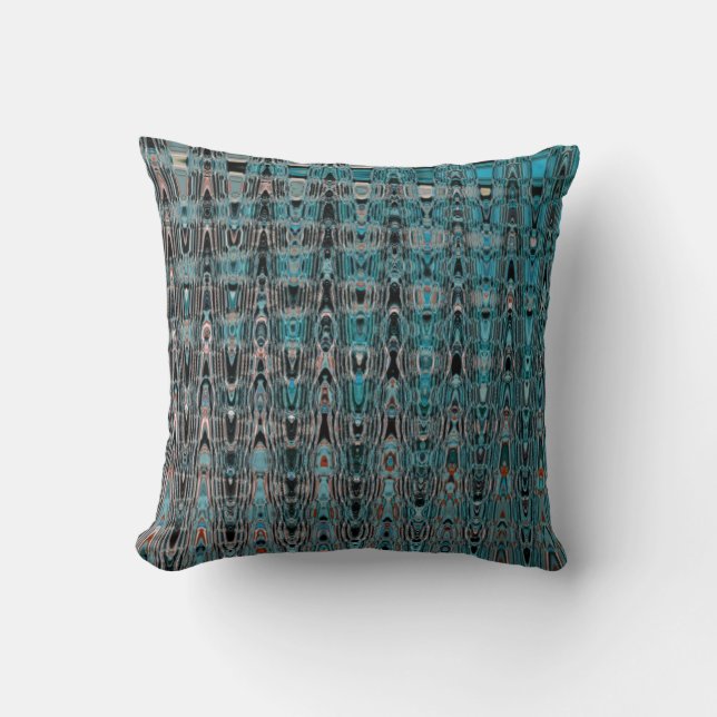 Boho Turkvoise Black Grått Millefiori Zig Zag Kudde (Framsida)