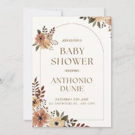 boho Turkvoise Fall Autumn Blommigt Girl Baby Show Inbjudningar