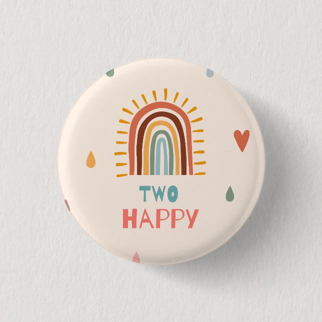 Boho Två andra födelsedag Regbow Knapp (Framsida)
