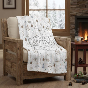 Boho Twigs & Pinecone, julnummer 986 Fleecefilt