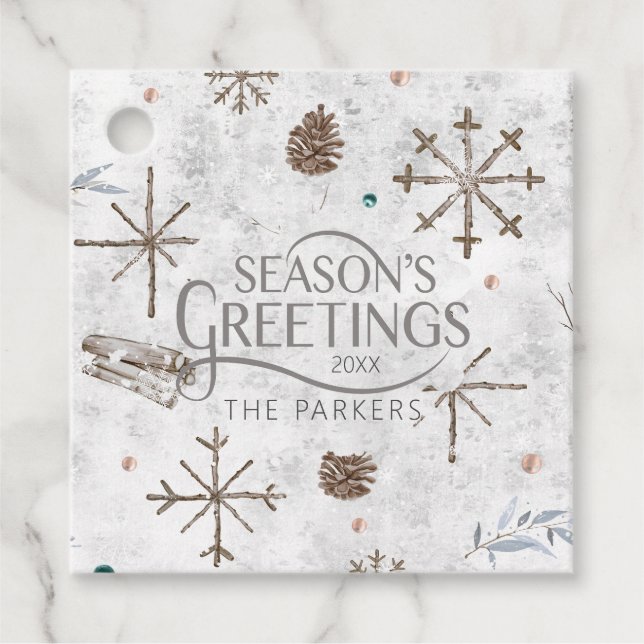 Boho Twigs & Pinecone, julnummer 986 Gåvor Etiketter (Framsida)