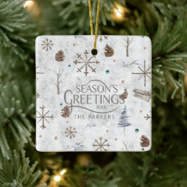 Boho Twigs & Pinecone, julnummer 986 Julgransprydnad Keramik