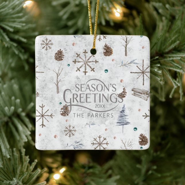 Boho Twigs & Pinecone, julnummer 986 Julgransprydnad Keramik (Träd)