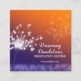 Boho Twilight Dandelions Meditation Center Fyrkantigt Visitkort