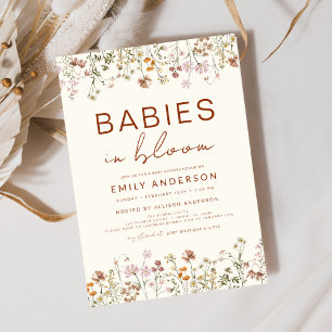Boho Twillingar Wildblomme Spädbarn i Bloom Baby S Inbjudningar