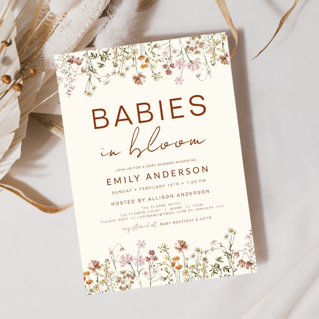 Boho Twillingar Wildblomme Spädbarn i Bloom Baby S Inbjudningar (Skapare uppladdad)