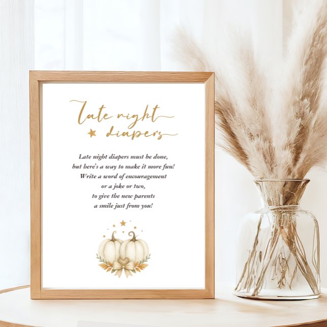 Boho Twin Pumpkins Baby Shower Late Night Diapers Poster (Skapare uppladdad)