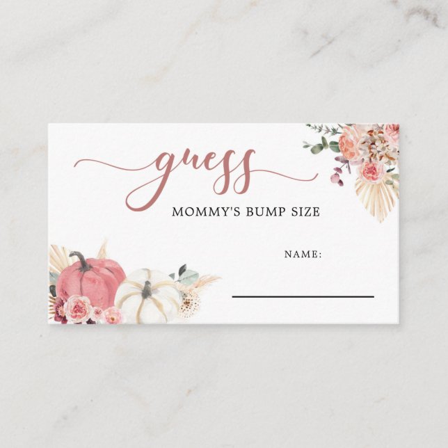 Boho Twin Rosa and White Pumpkin Mamma Bump Sign Tilläggskort (Framsida)