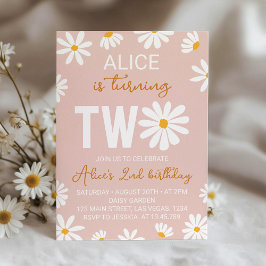 Boho Two Groovy Daisy 2:a födelsedagsinbjudan Inbjudningar