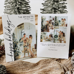 Boho Typography Glad helg Arch Photo Julkort