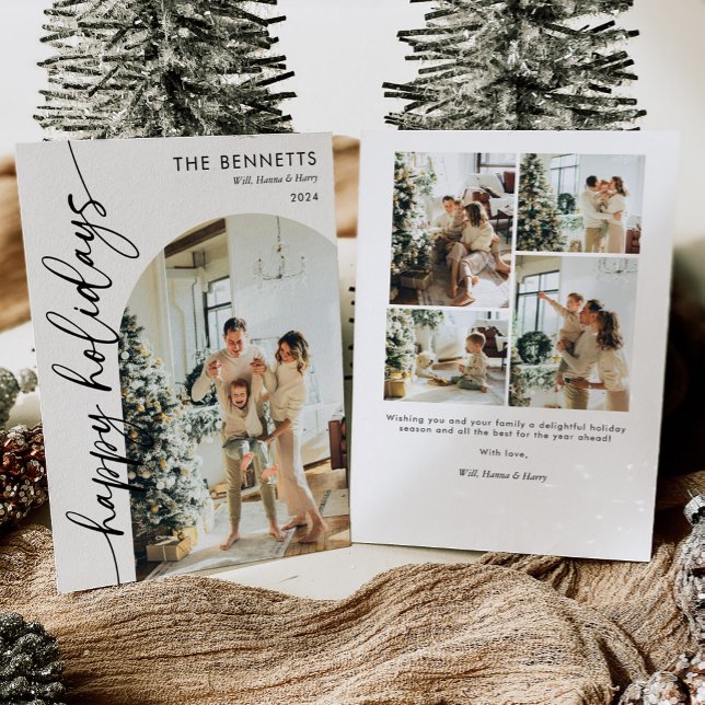 Boho Typography Glad helg Arch Photo Julkort (Skapare uppladdad)