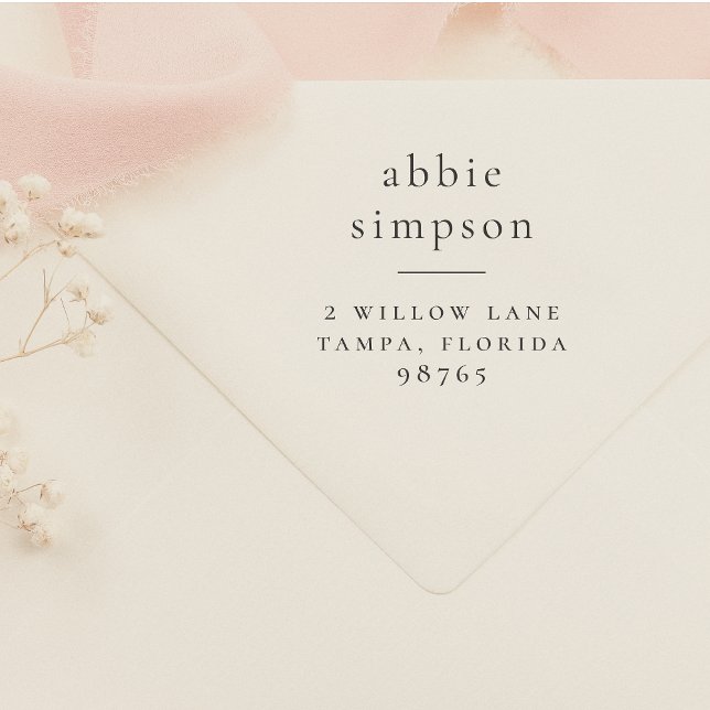 Boho Typography Namn Surname Returadress Stämpel (Rubber Stamp Mock-up)