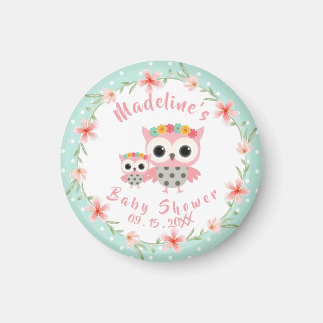 Boho Uggla Baby Shower Magnet (Framsidan)