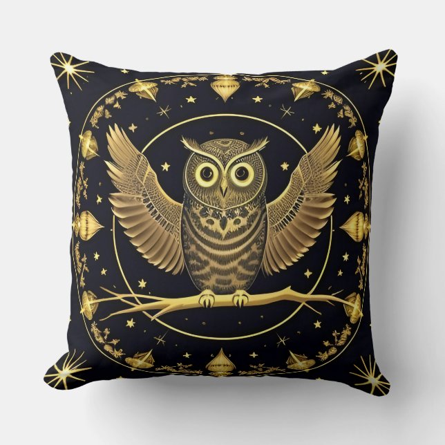 Boho-Uggla Whimsical Celestial Estetisk Hemdekor Kudde (Framsida)