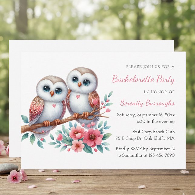 Boho Ugglepar Rustikt Möhippa-fest Inbjudningar (Skapare uppladdad)