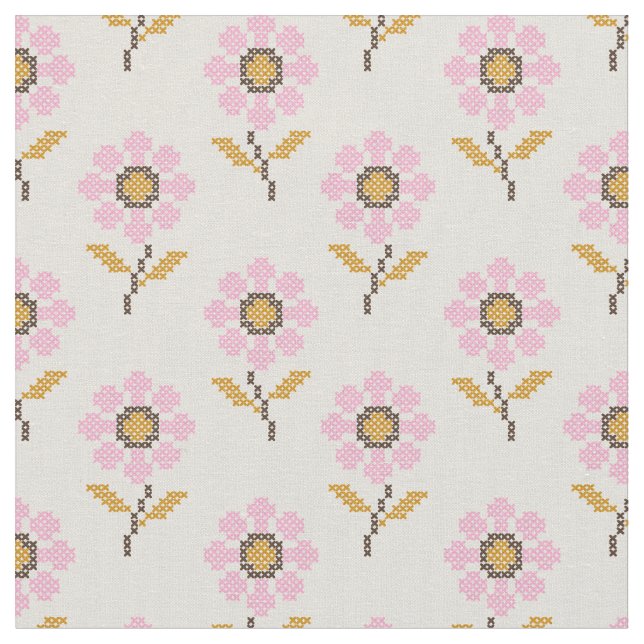 Boho Ukrainsk Folk Pattern Tyg  (Närbild)