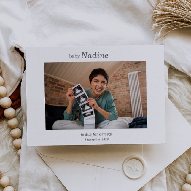 Boho Ultrasound Photo Pregnancy Announcement Card Inbjudningar (Skapare uppladdad)