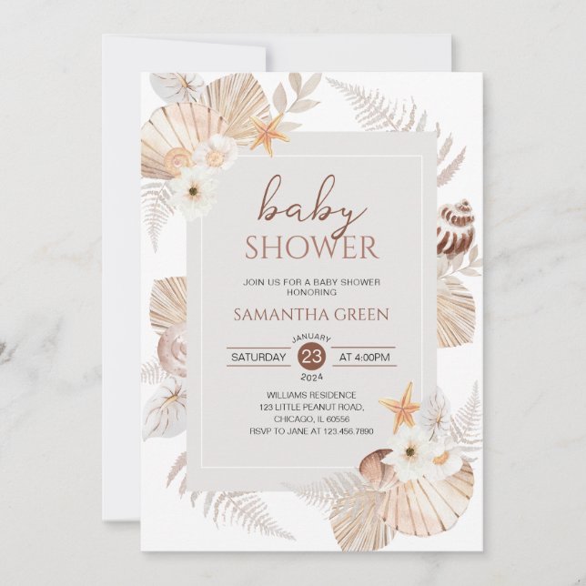 Boho under Sea Baby Shower Inbjudningar (Framsida)