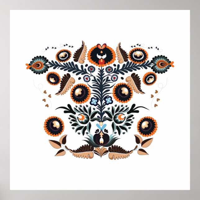 Boho ungersk folkmotif poster (Framsidan)