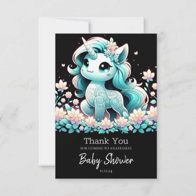 Boho Unicorn Baby Shower Tack Kort (Framsida)