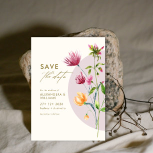 Boho Unik Vår Wildblomma Spara datumet Inbjudningar