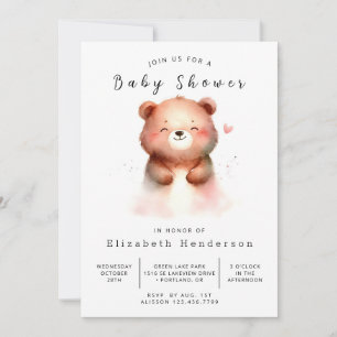 Boho Unique Bear Baby Shower Inbjudningar