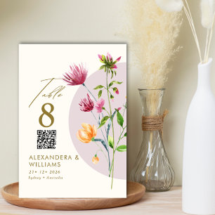 Boho Unique Vår Wildblomme Whimsical Bröllop Bordsnummer