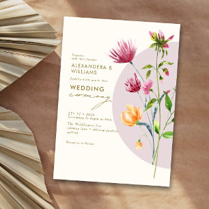 Boho Unique Vår Wildblomme Whimsical Bröllop Inbjudningar