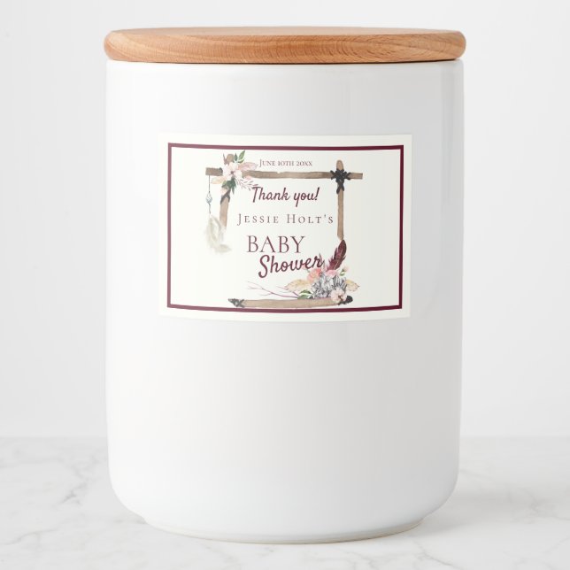 Boho vackra Southwest Baby Shower Mat Etiketter (Framsida)