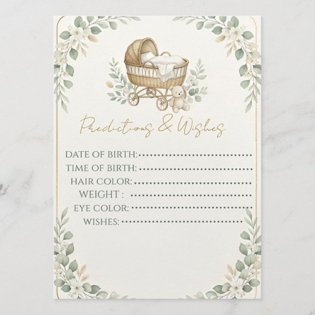 Boho-vagg för baby shower Predictions spel (Framsida)