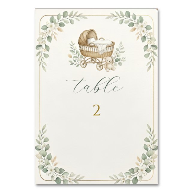 Boho-vagg för spädbarn Baby Shower  Bordsnummer (Framsidan)