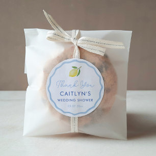 Boho Vågig Linje Citrus Citron Bröllopsdusch Favör Runt Klistermärke