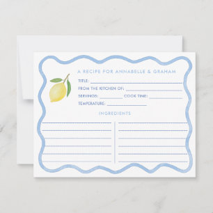 Boho Vågigt Gräns Lemon Möhippa Recept Card Inbjudningar