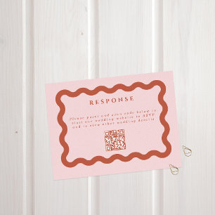 Boho Vågigt Terracotta &  Bröllop QR-koden OSA Kort