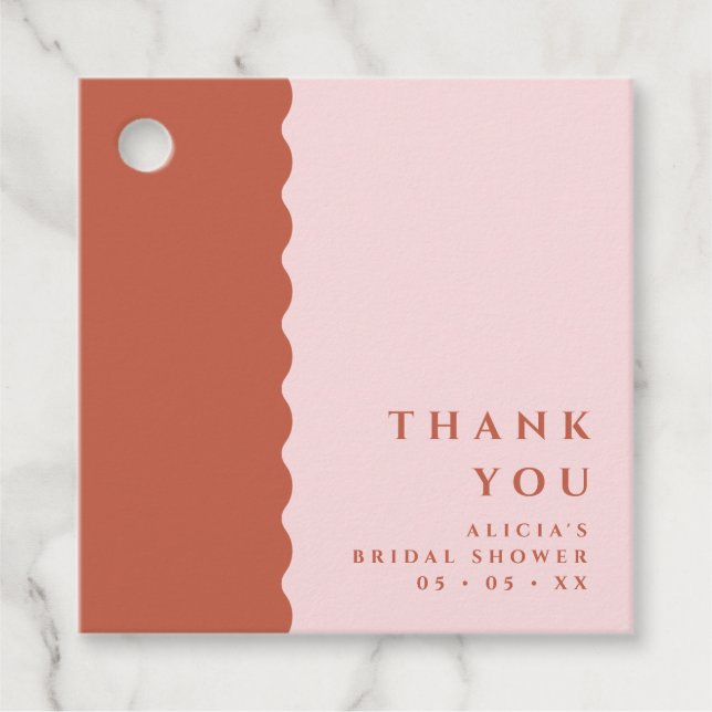 Boho Vågigt Terracotta &  Tack Baby Shower Gåvor Etiketter (Framsida)