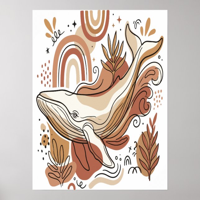 Boho Val Botanisk Ocean Konst Affisch  (Framsidan)