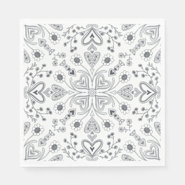 Boho Valentine Garden Pappersservett (Framsidan)