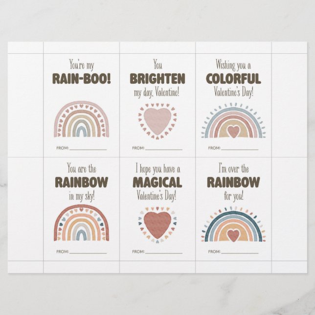 Boho Valentine’s Day Cards for Kids Classroom  Brevhuvud (Framsida)