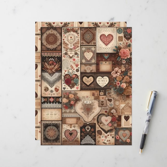 Boho Valentiness Ephemera Scrapbook Papper (Fram/Back In Situ)