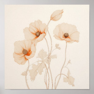 Boho Vallmo Eterisk Blomma Poster
