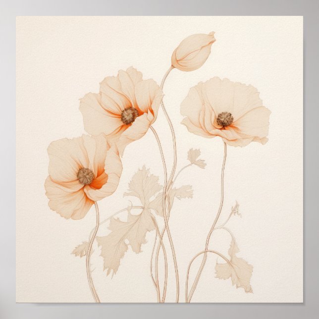Boho Vallmo Eterisk Blomma Poster (Framsidan)