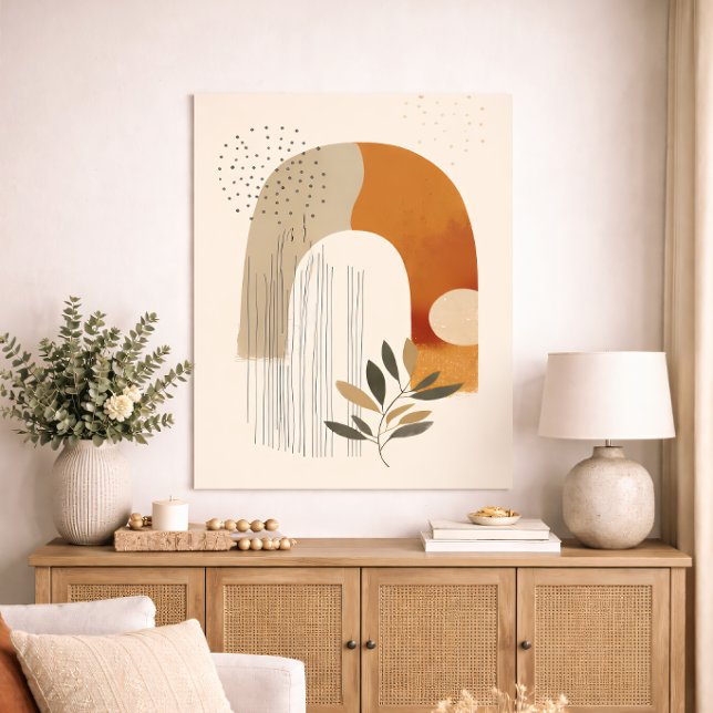 Boho Valvbåge Botanisk Geometrisk Neutral Terrakot Poster (Skapare uppladdad)