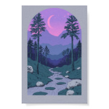 Boho Valvbåge Natt Månås Hill Minimal Landskap