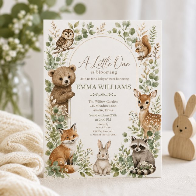 Boho Valvbilderbok Djur Babyfirande Inbjudningar (Skapare uppladdad)